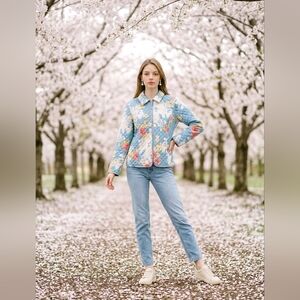 Kate Hill Pastel Floral Quilted Jacket